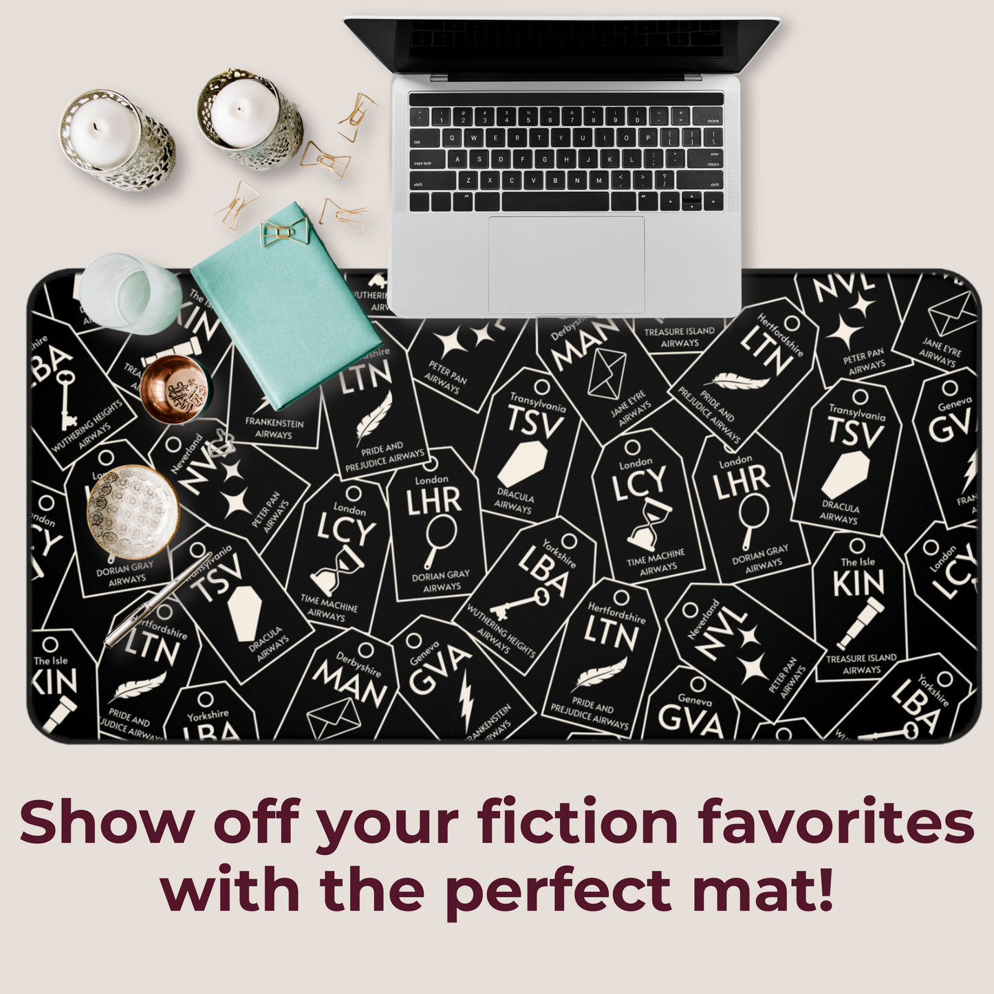 Classic Fiction Travel Tag | Dark Academia Desk Mat