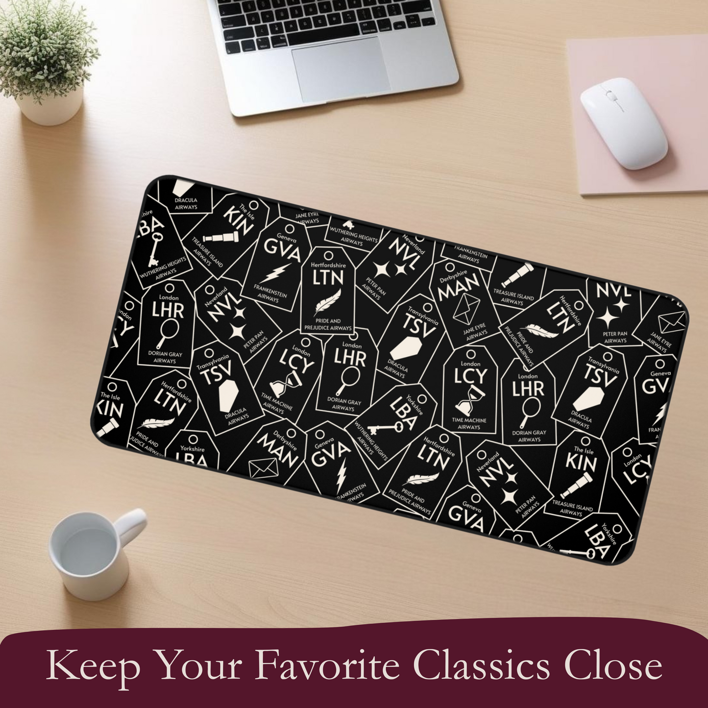 Classic Fiction Travel Tag | Dark Academia Desk Mat