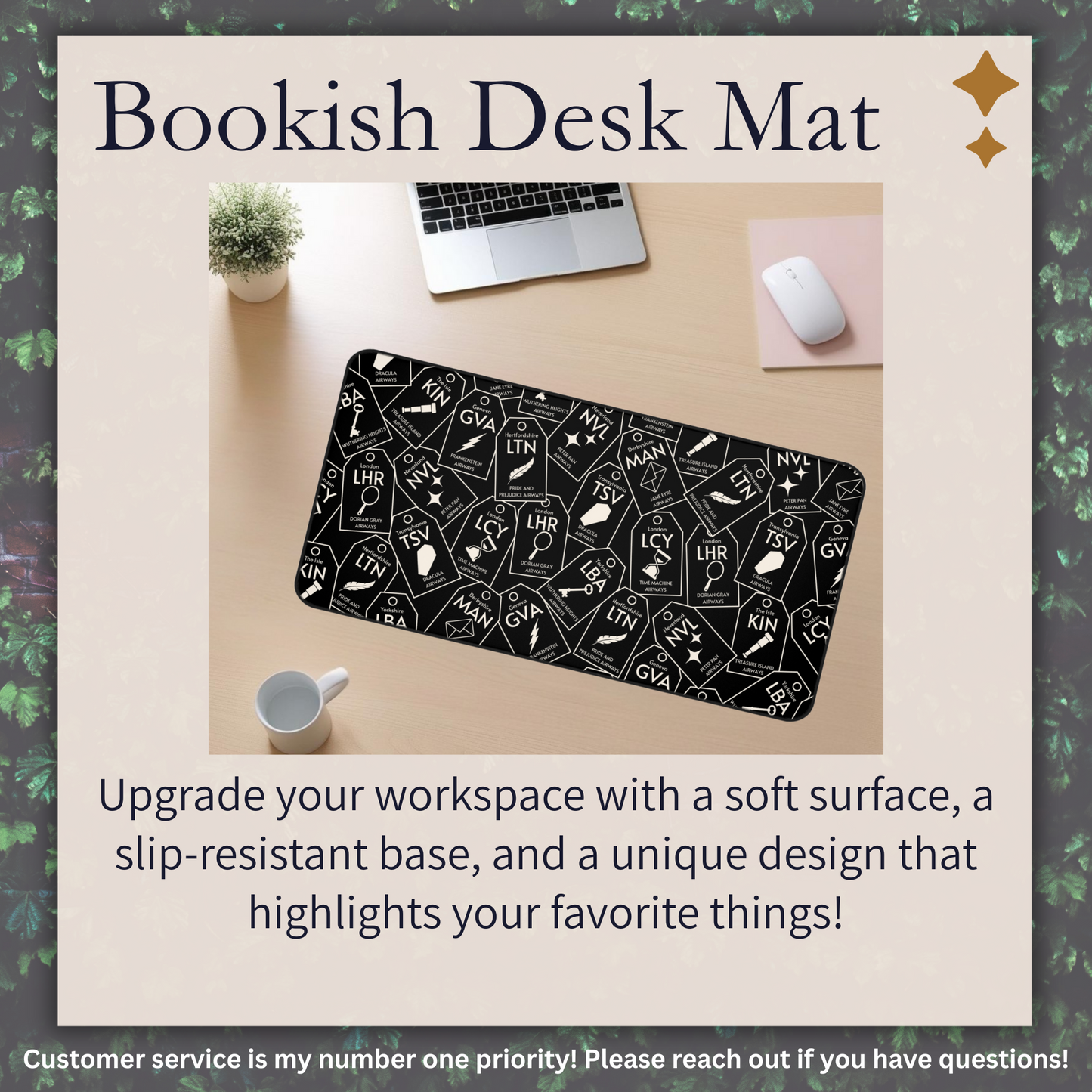 Classic Fiction Travel Tag | Dark Academia Desk Mat